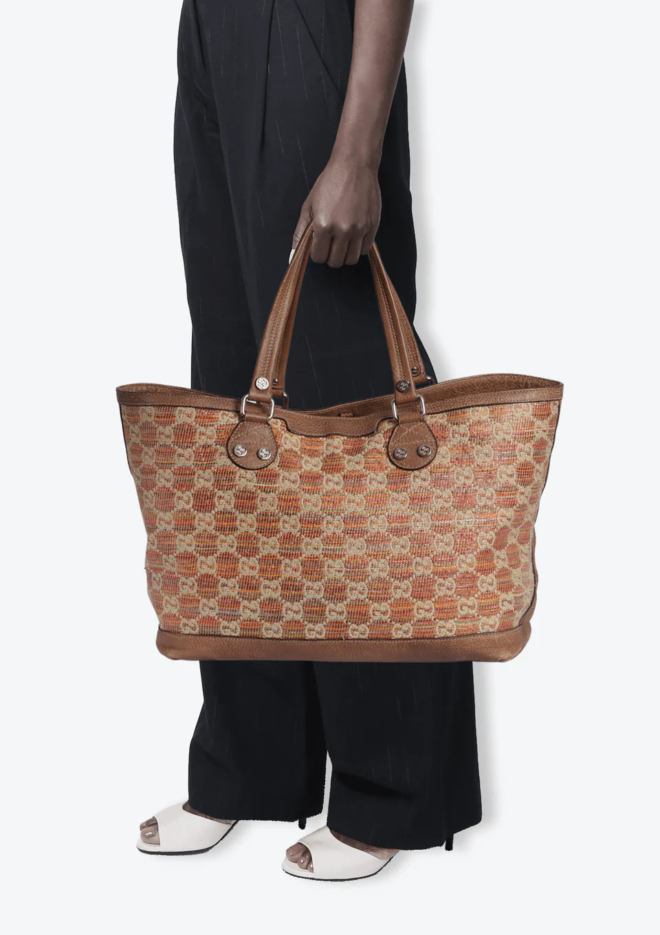 Gucci GG Logo Straw Tote